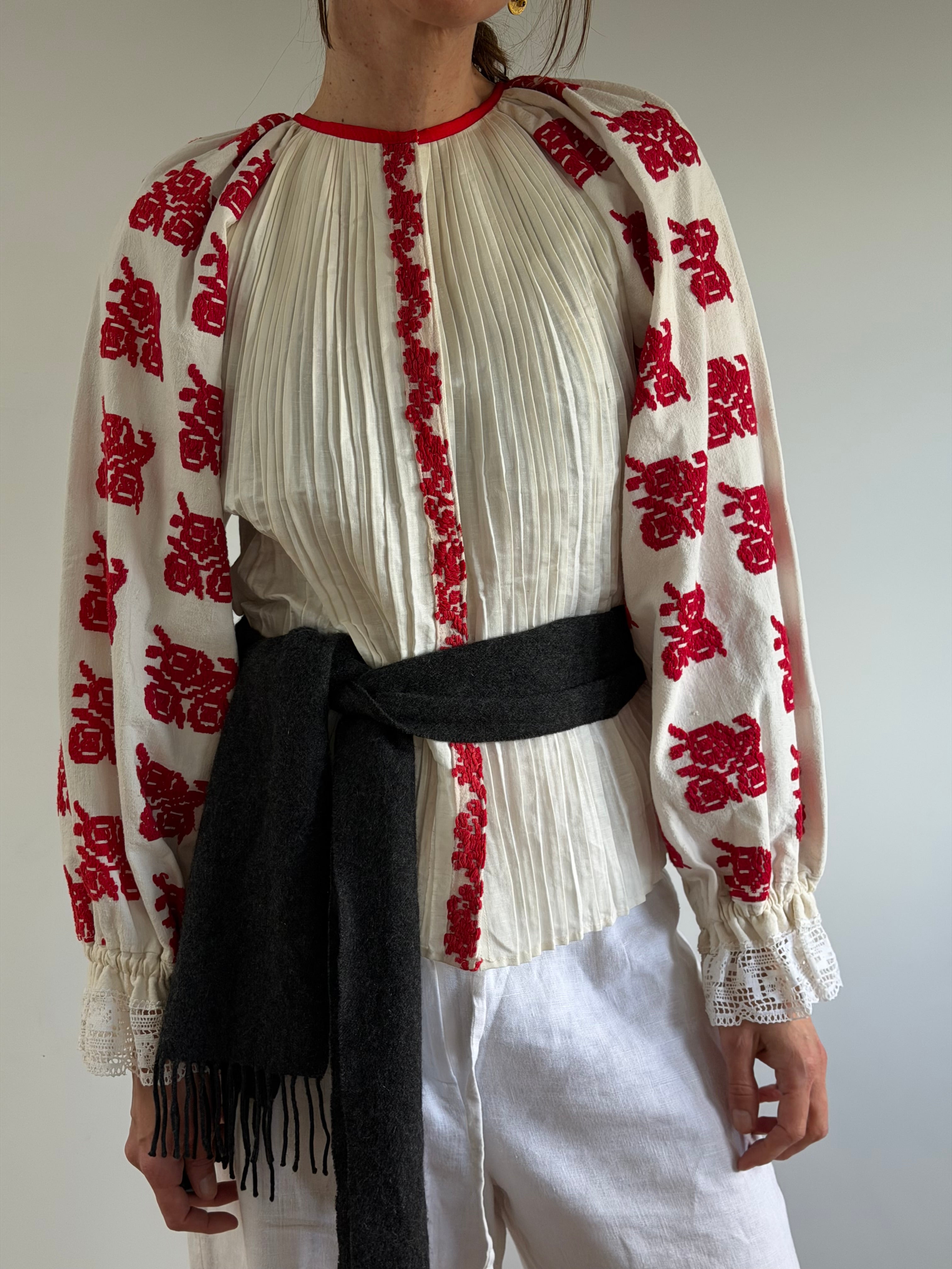 Antique Hungarian Embroidered Blouse