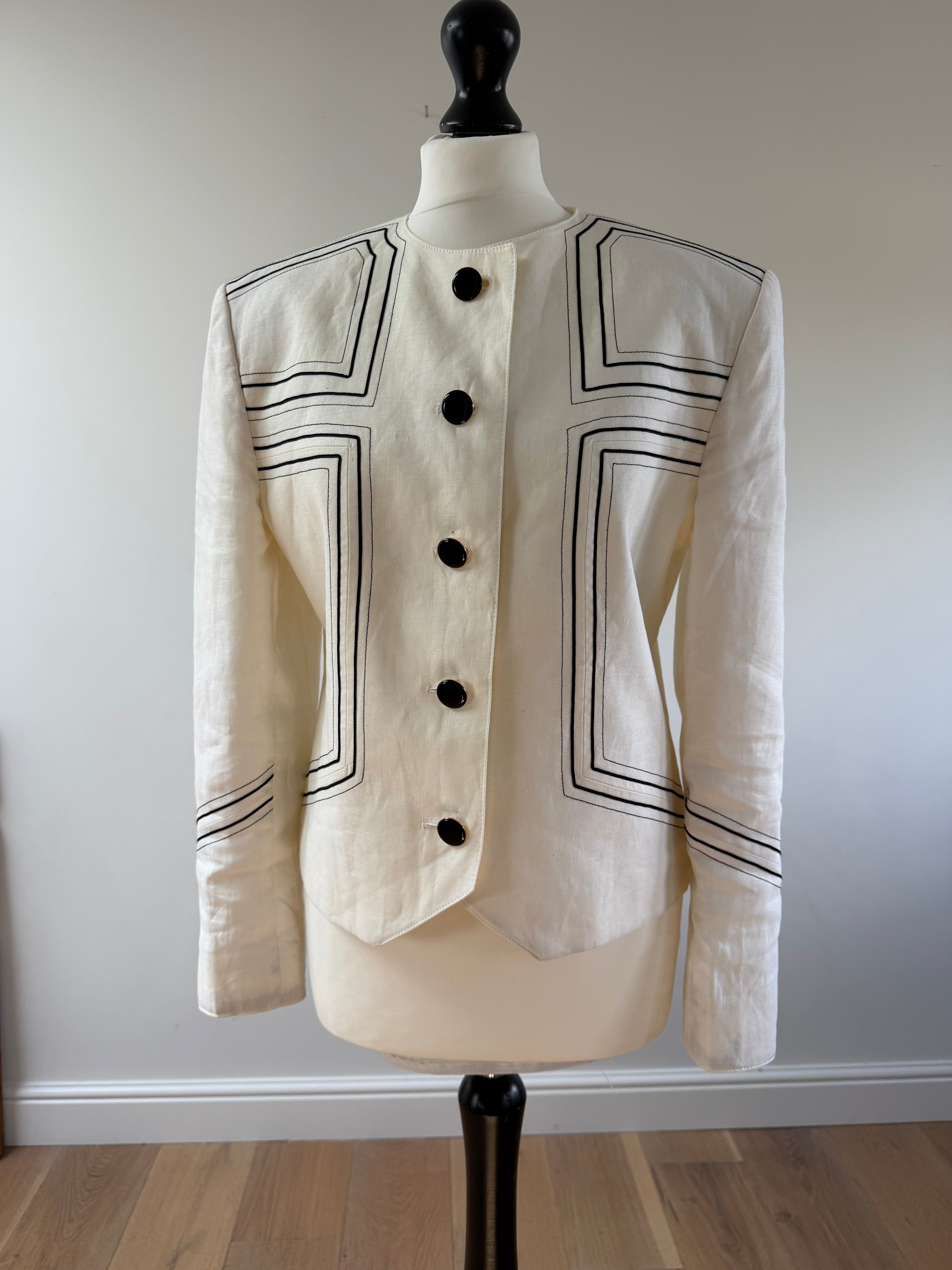 White Linen Blazer Women | Vintage Louis Féraud
