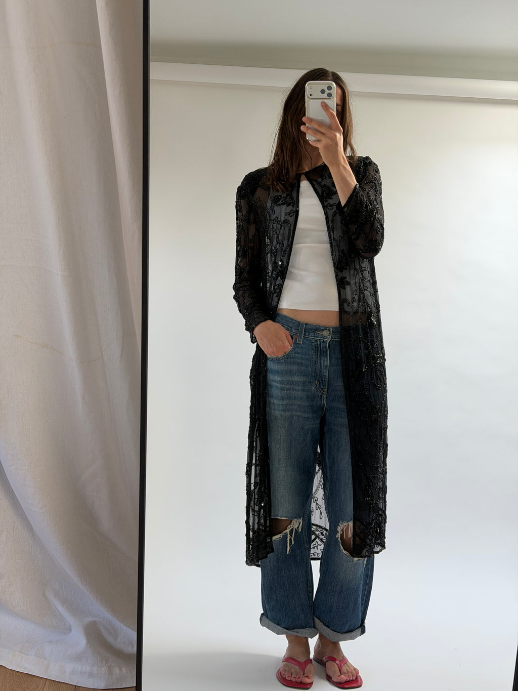 Beaded Silk Duster