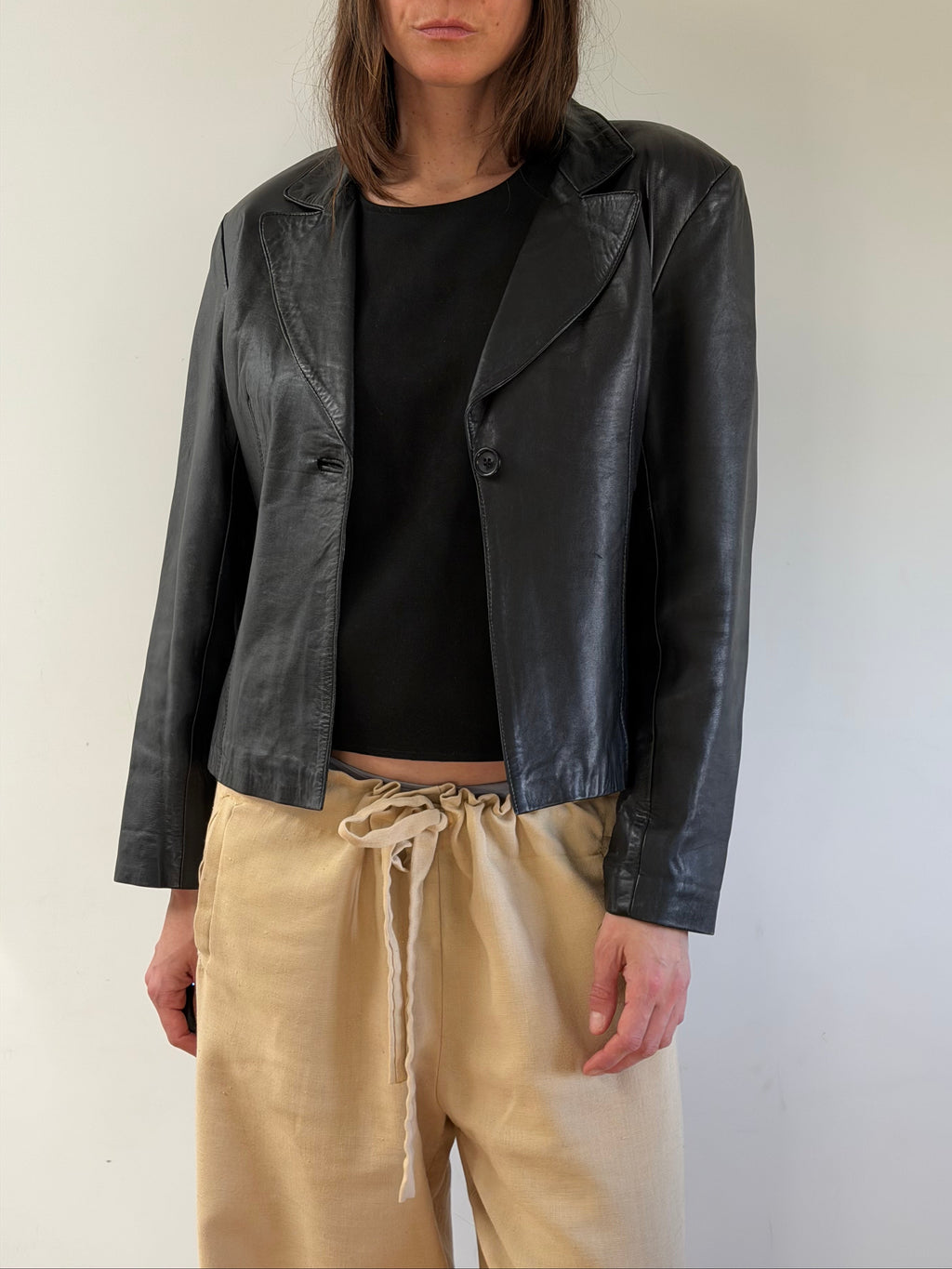 Leather Blazer Black