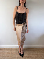 Striped Wrap Midi Skirt