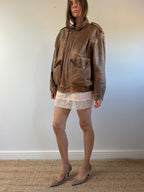 Vintage Brown Leather Bomber