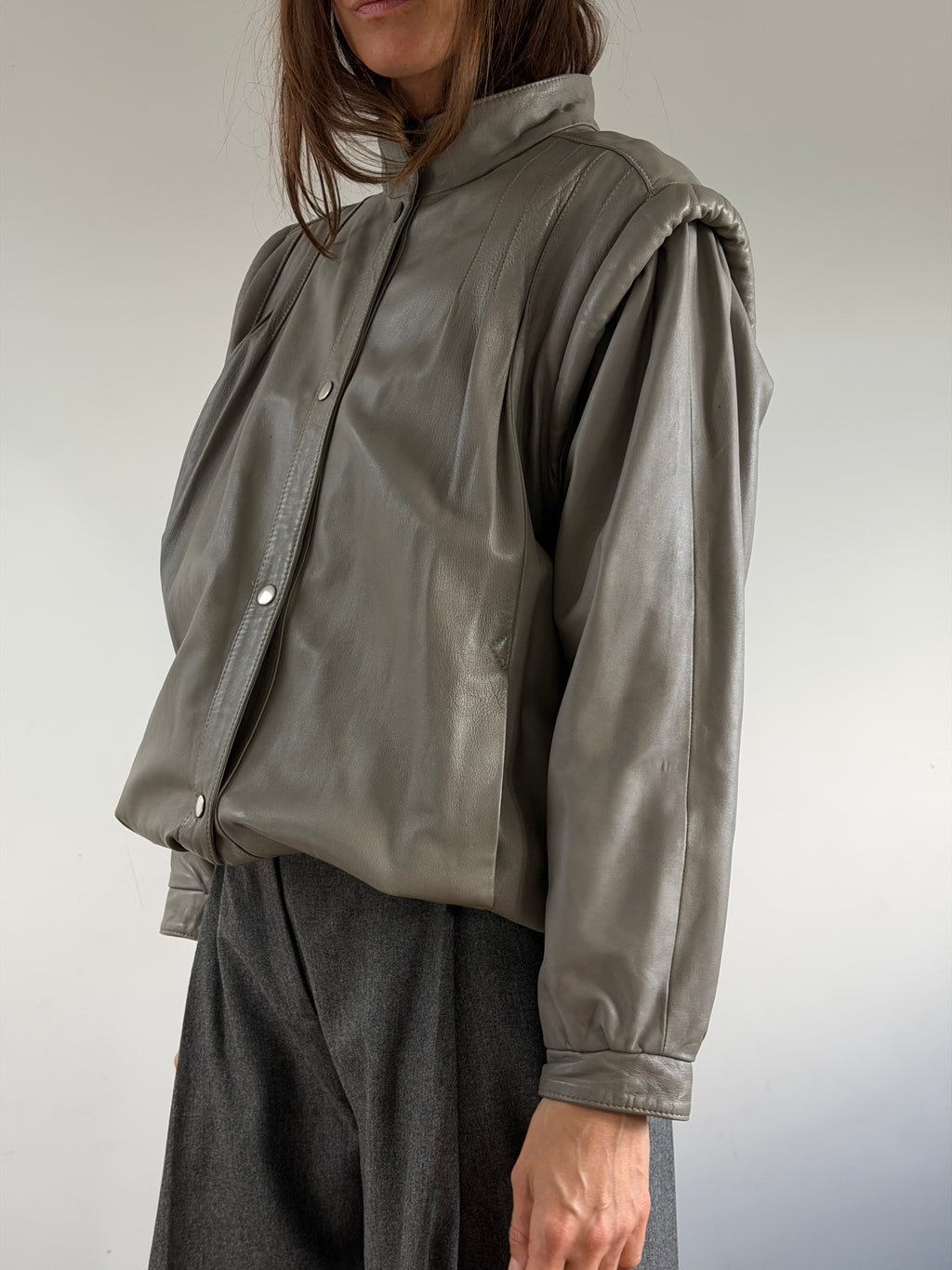 80s Leather Bomber Jacket