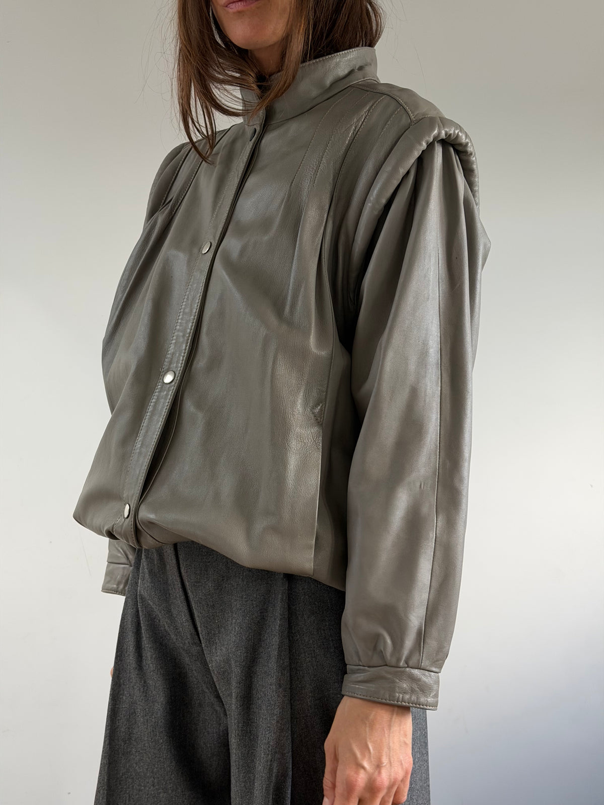 80s Leather Bomber Jacket