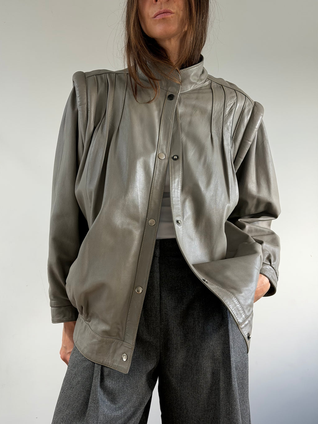 80s Leather Bomber Jacket
