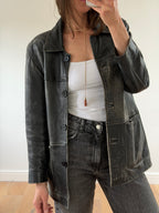 Distressed Leather Jacket Black