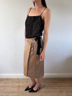 Striped Wrap Midi Skirt