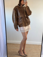 Vintage Brown Leather Bomber