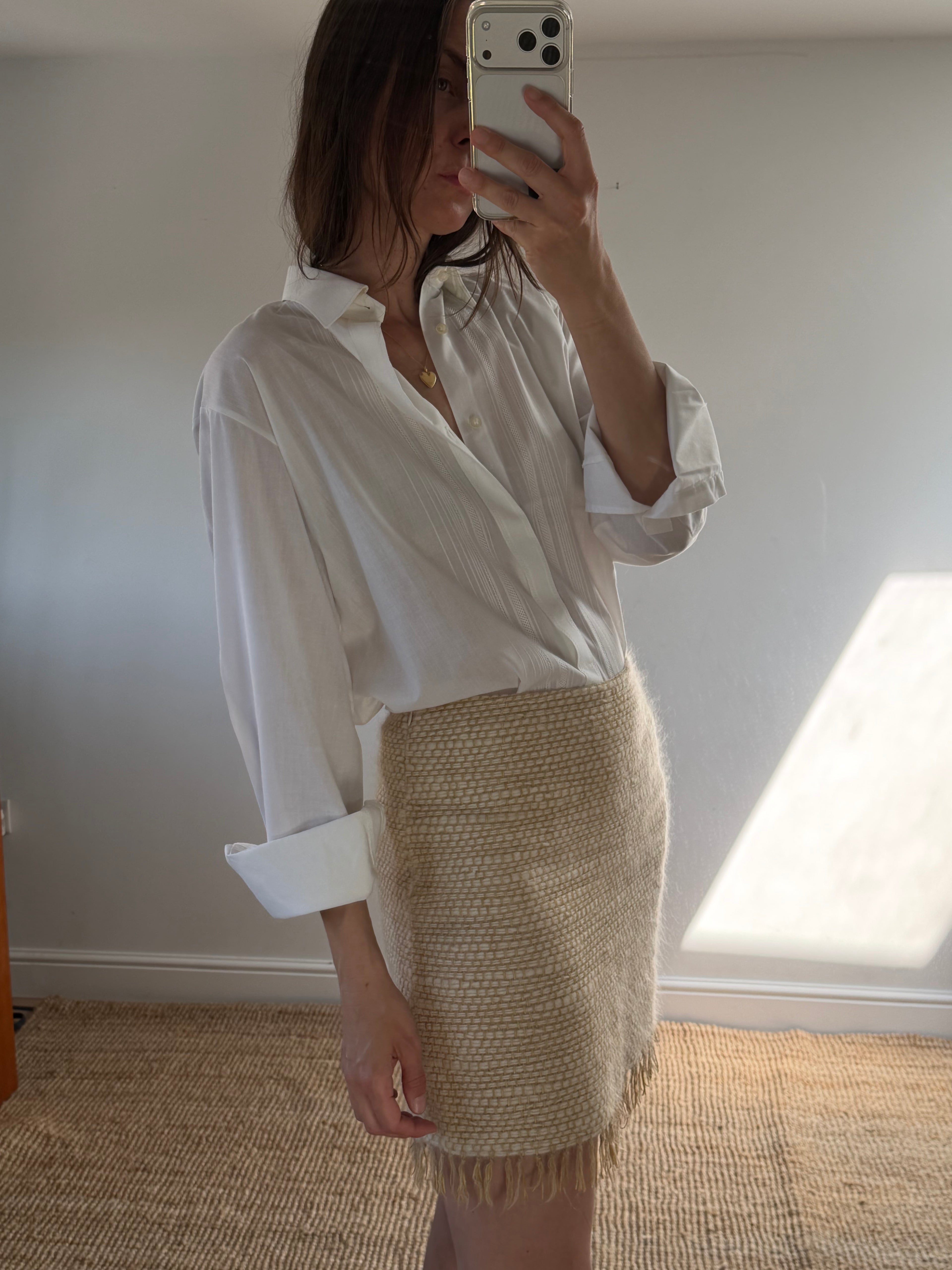 Pintucked White Shirt
