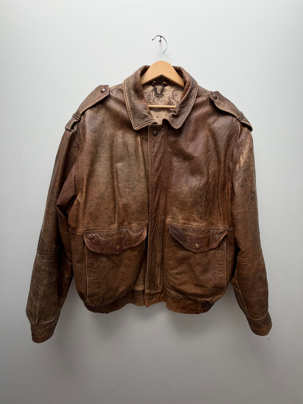 Vintage Brown Leather Bomber