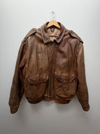 Vintage Brown Leather Bomber