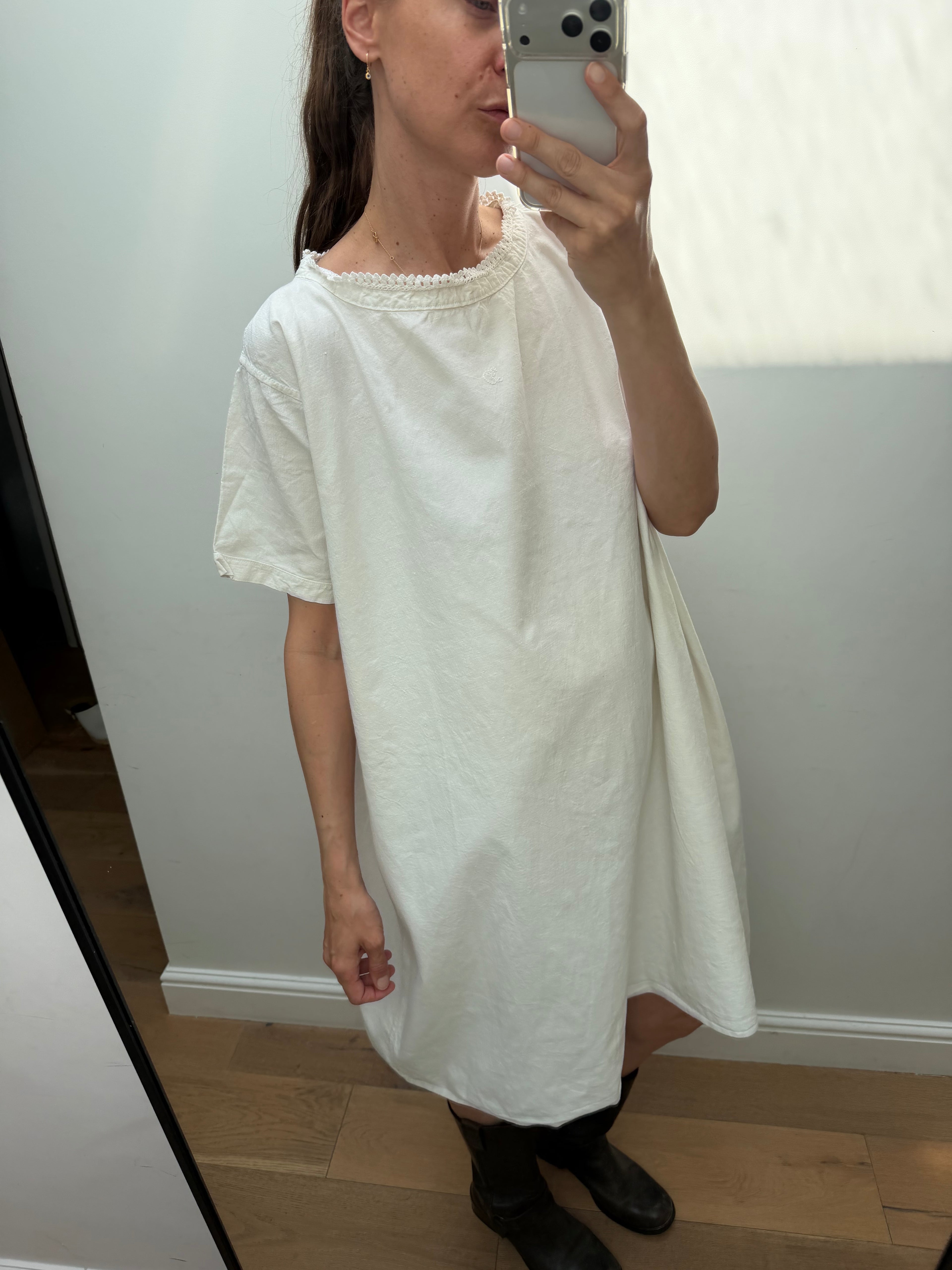 Antique white cotton nightgown