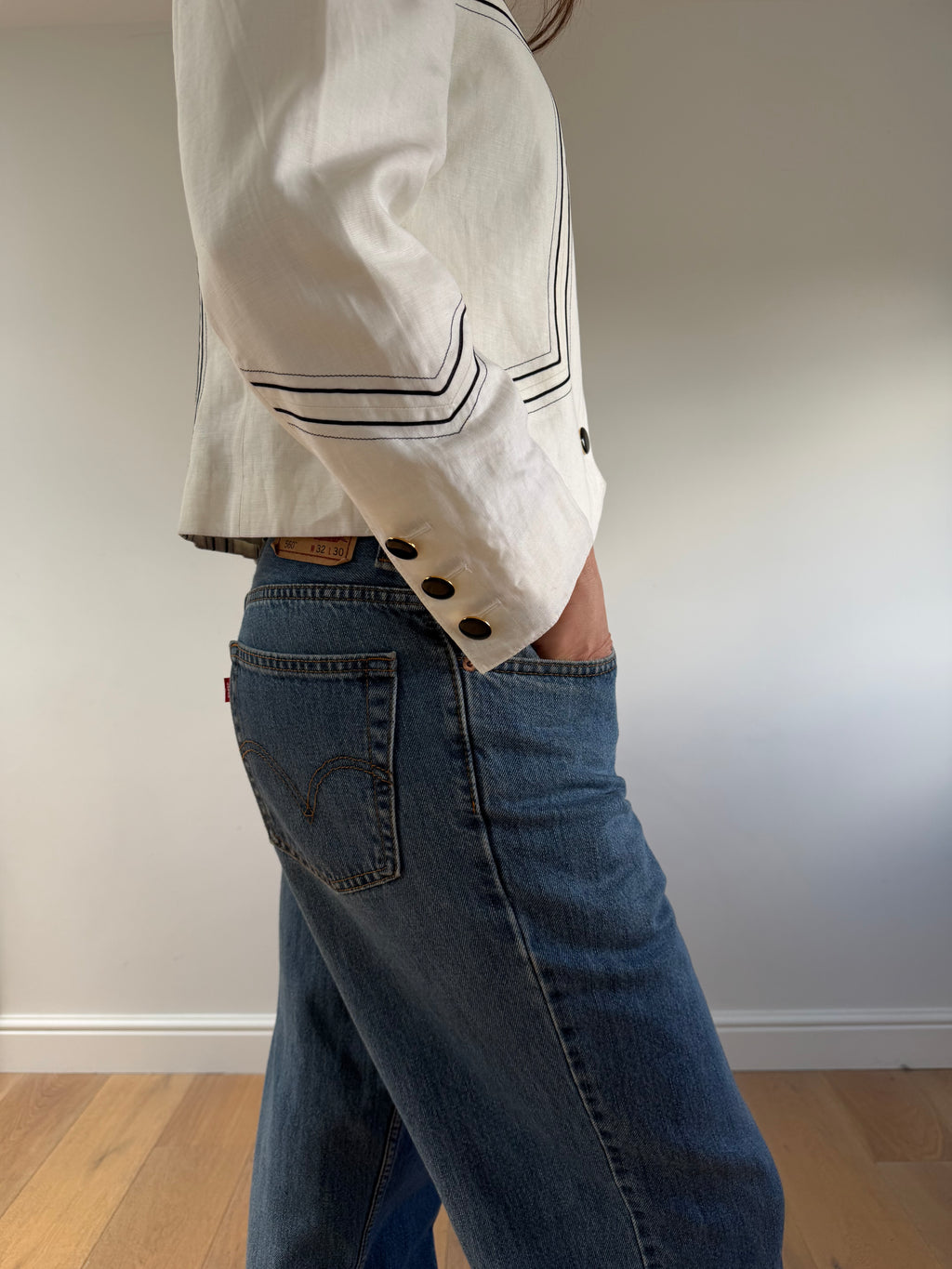 White Linen Blazer Women | Vintage Louis Féraud