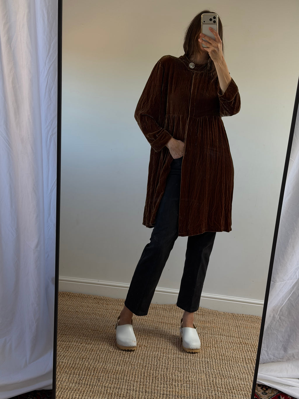 Silk Velvet Smock Dress