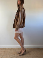 Vintage Brown Leather Bomber
