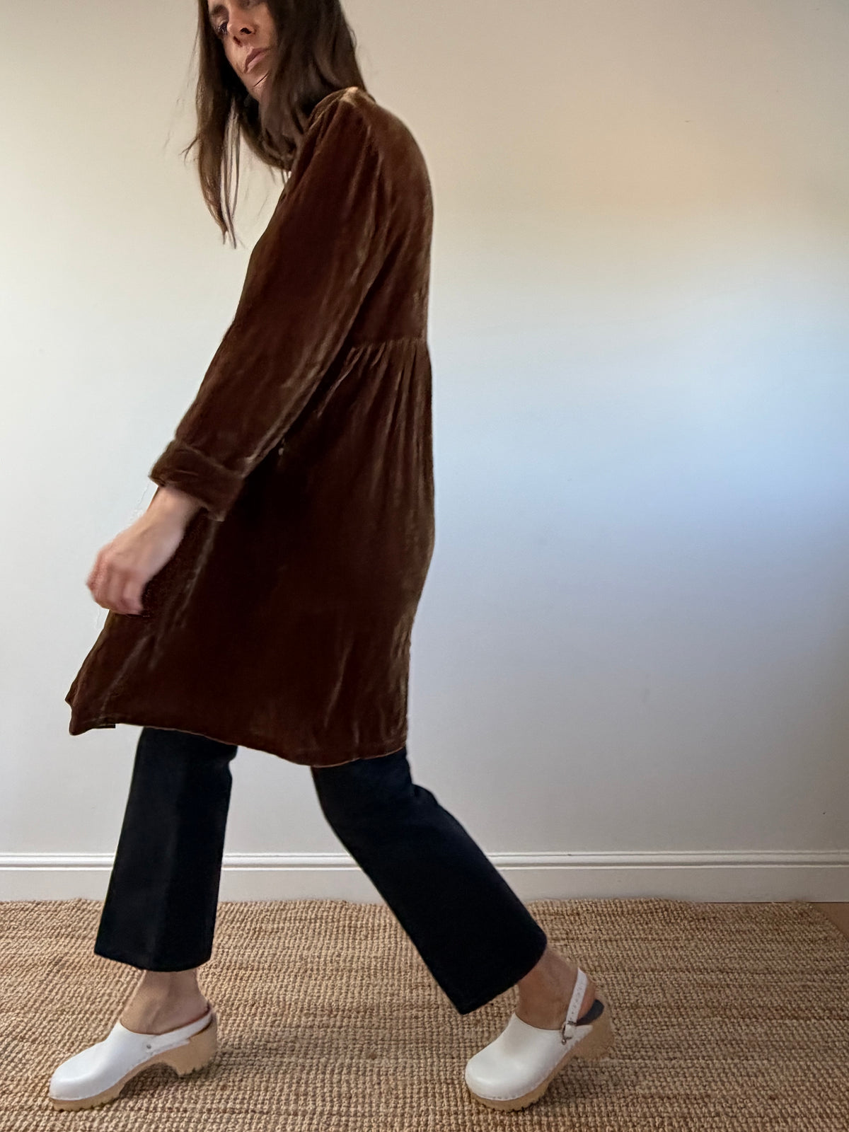Silk Velvet Smock Dress