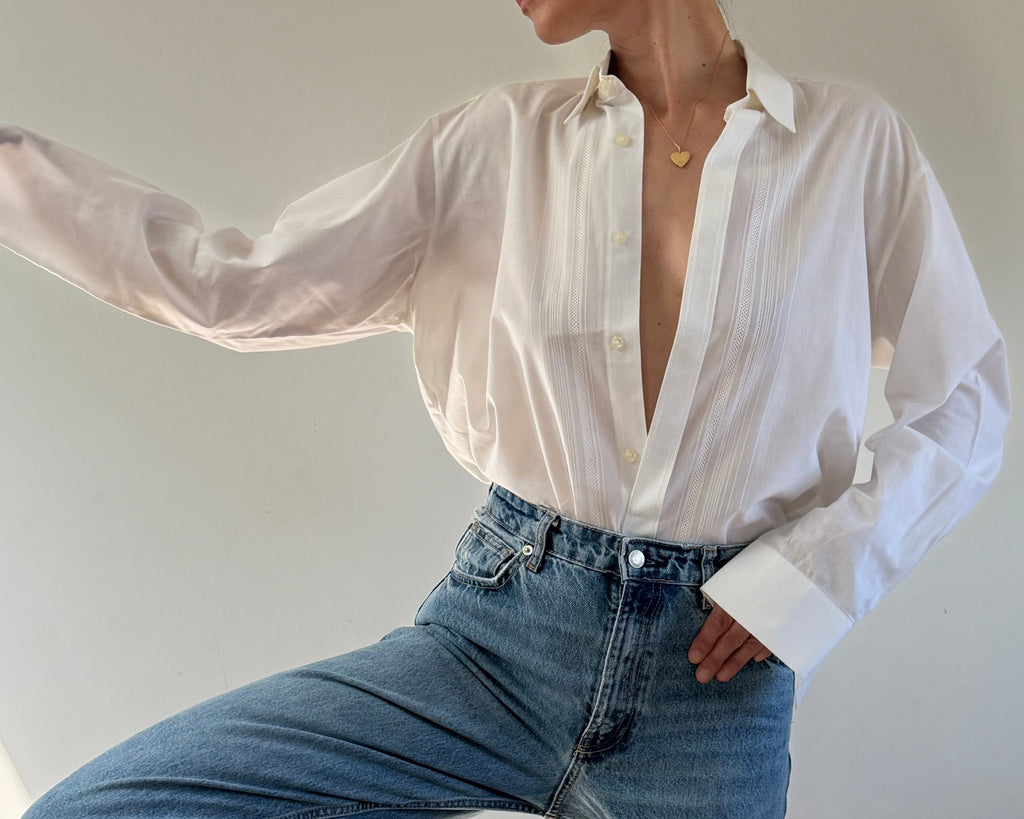 Pintucked White Shirt