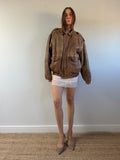 Vintage Brown Leather Bomber