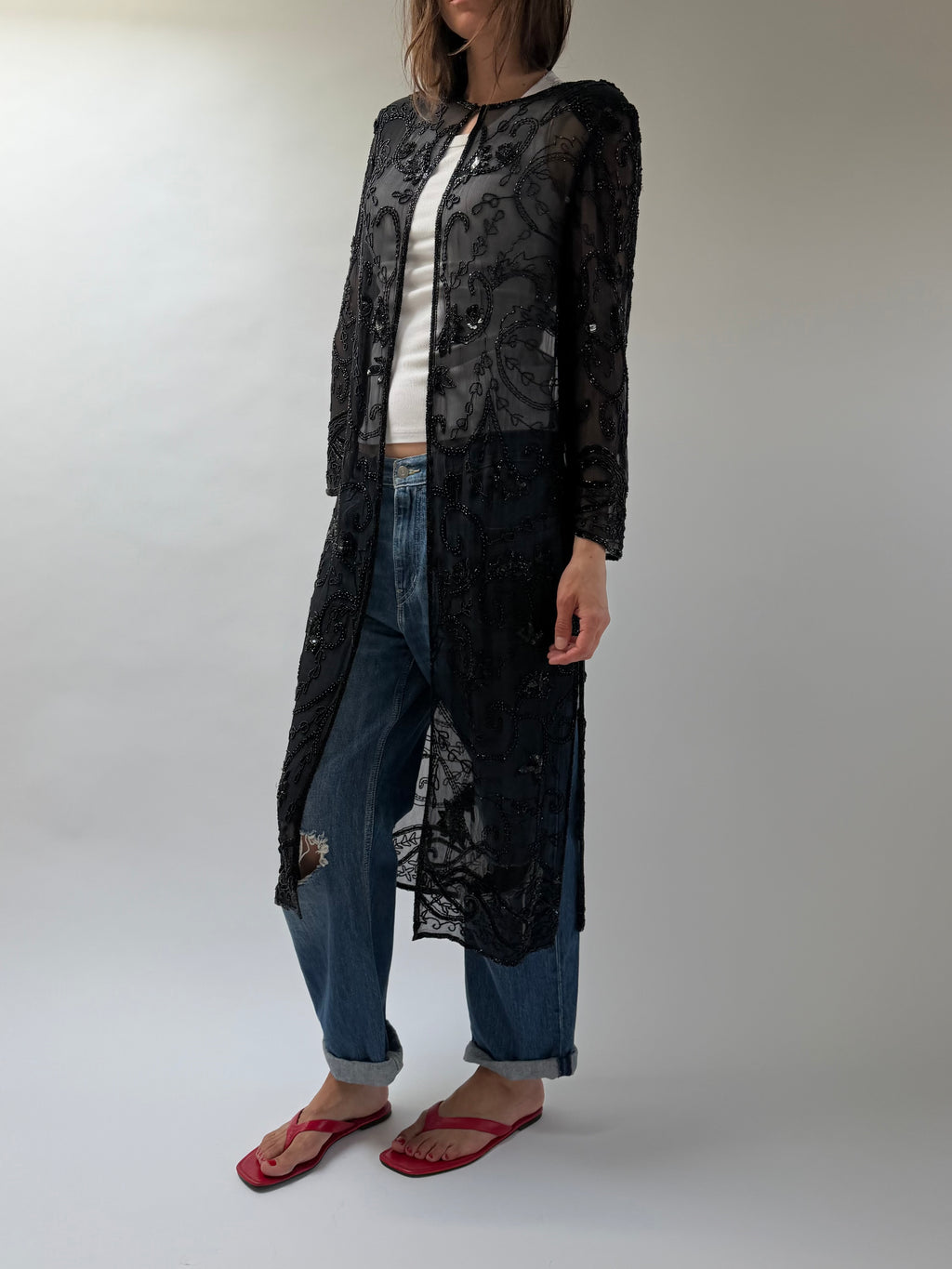 Beaded Silk Duster