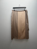 Striped Wrap Midi Skirt