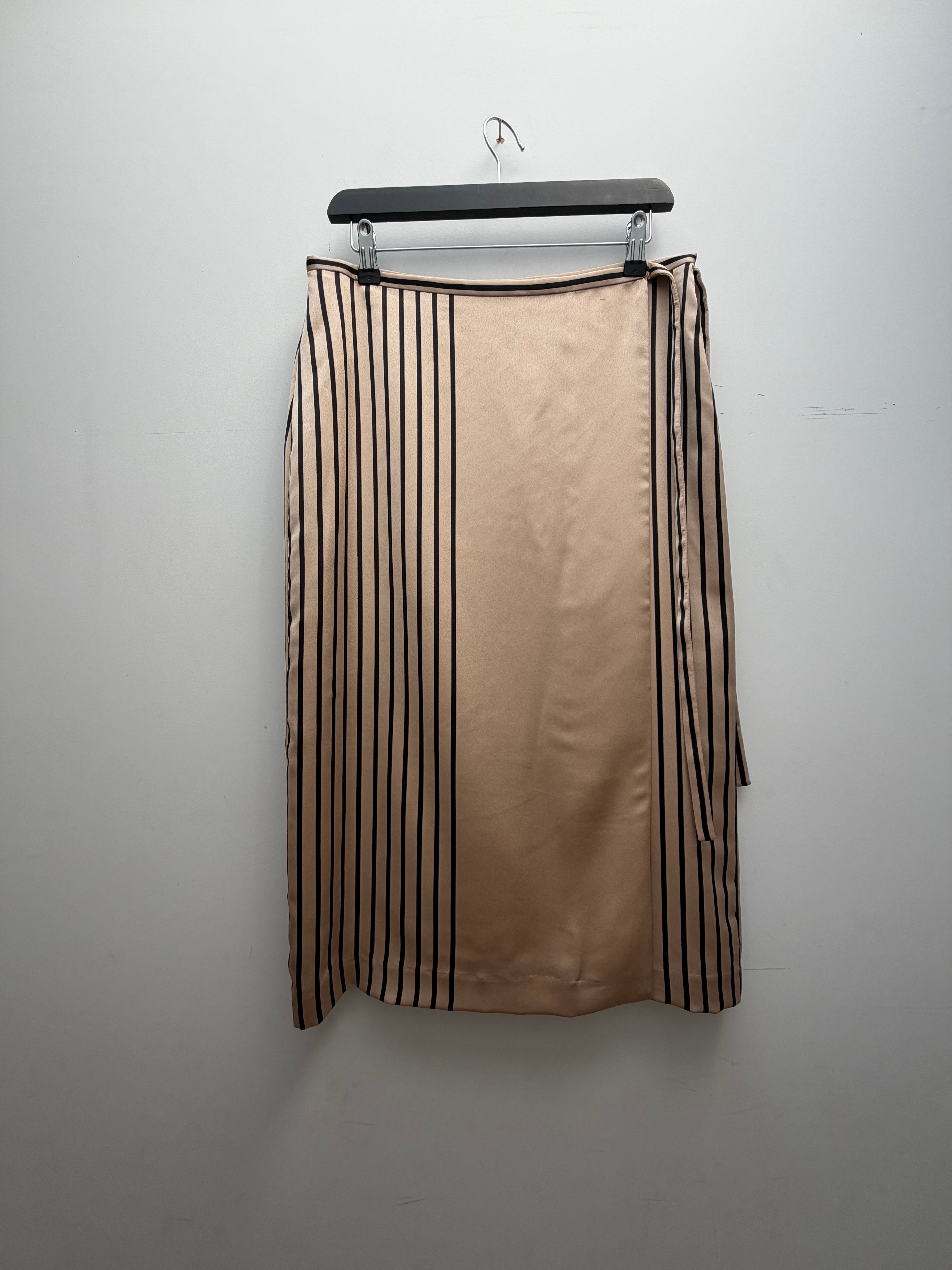 Striped Wrap Midi Skirt