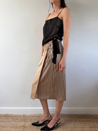 Striped Wrap Midi Skirt