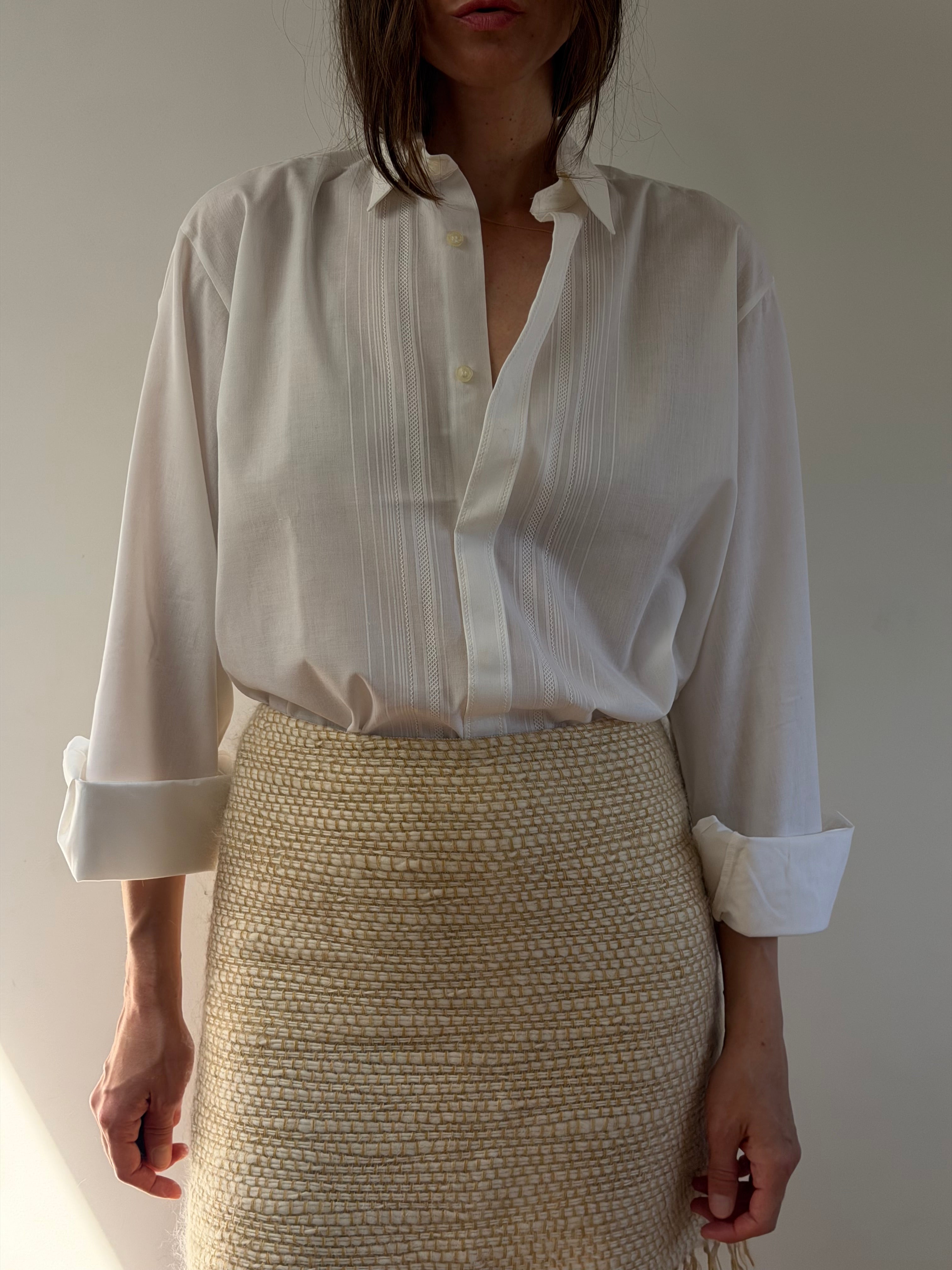 Pintucked White Shirt