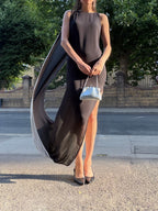 Two-Tone Silk Maxi Dress