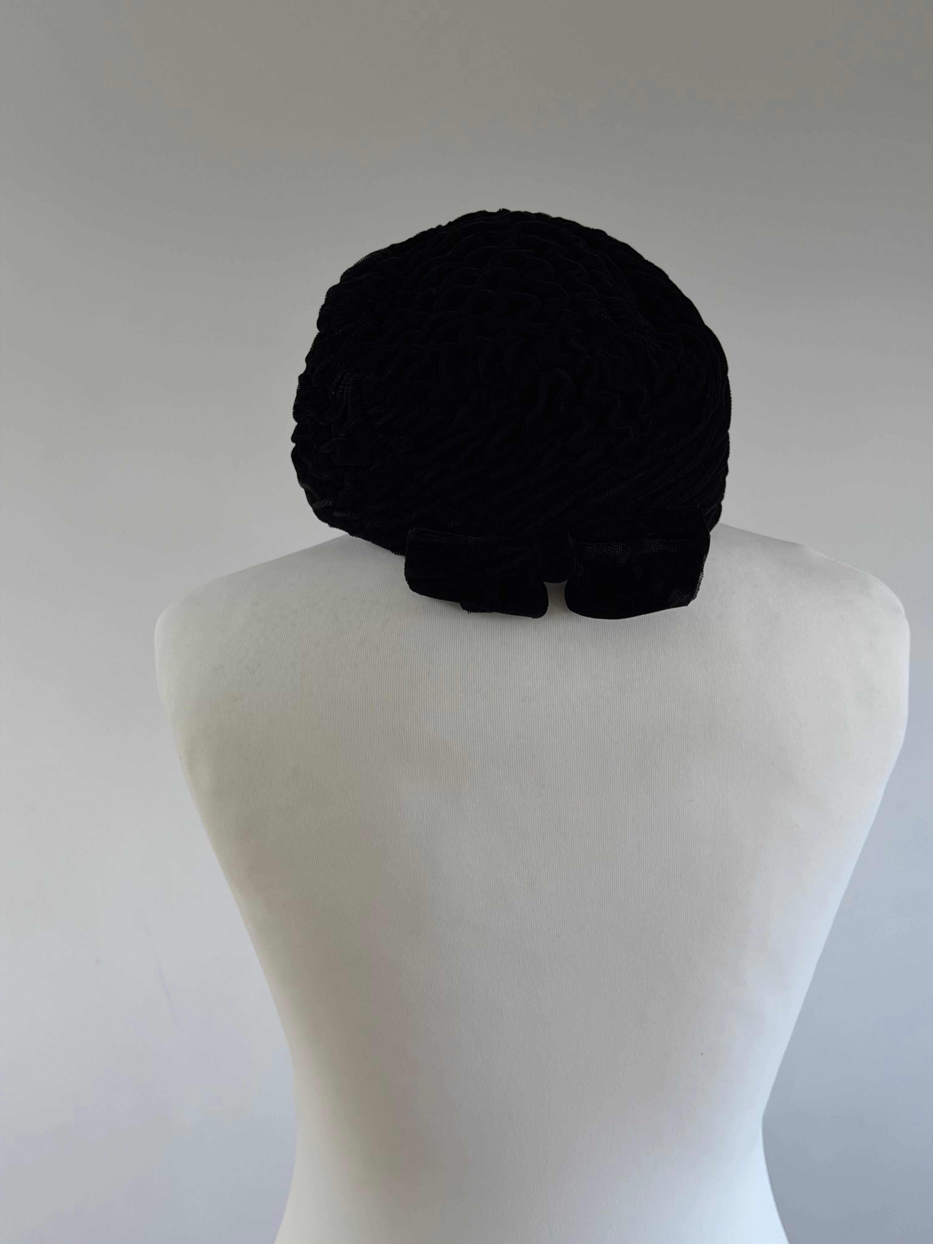 1940s Hat Black Velvet