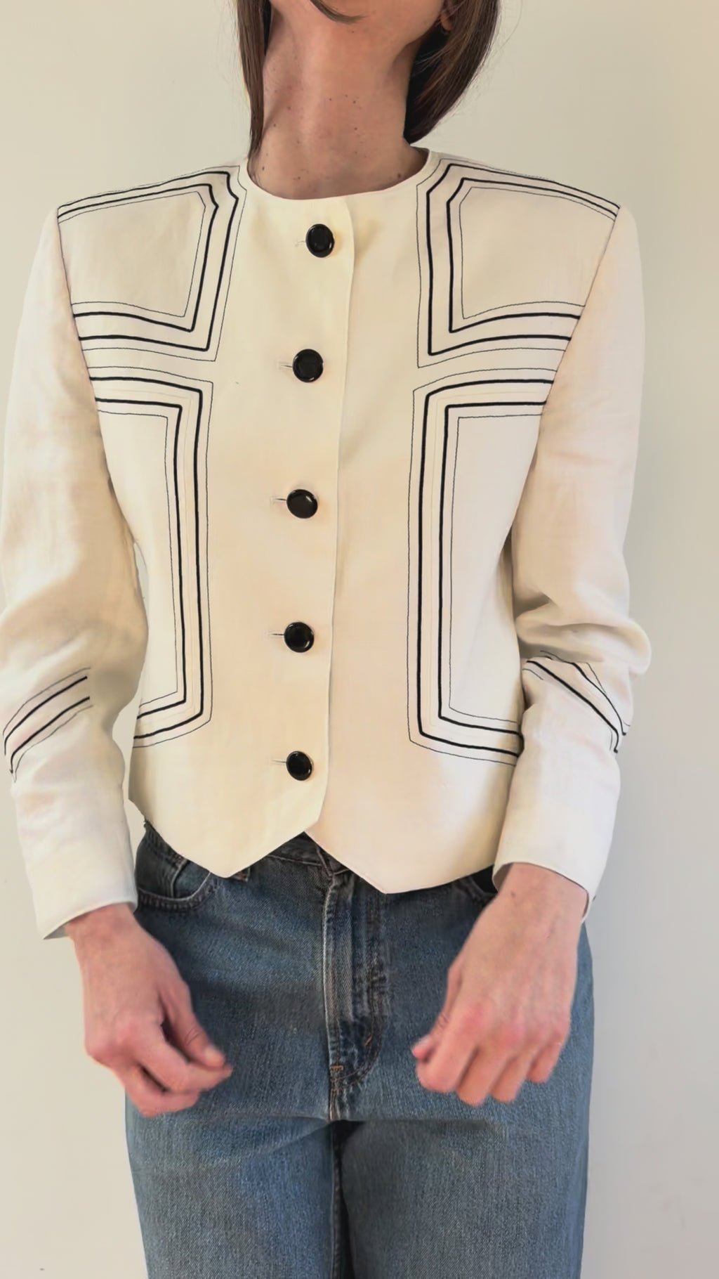 White Linen Blazer Women | Vintage Louis Féraud